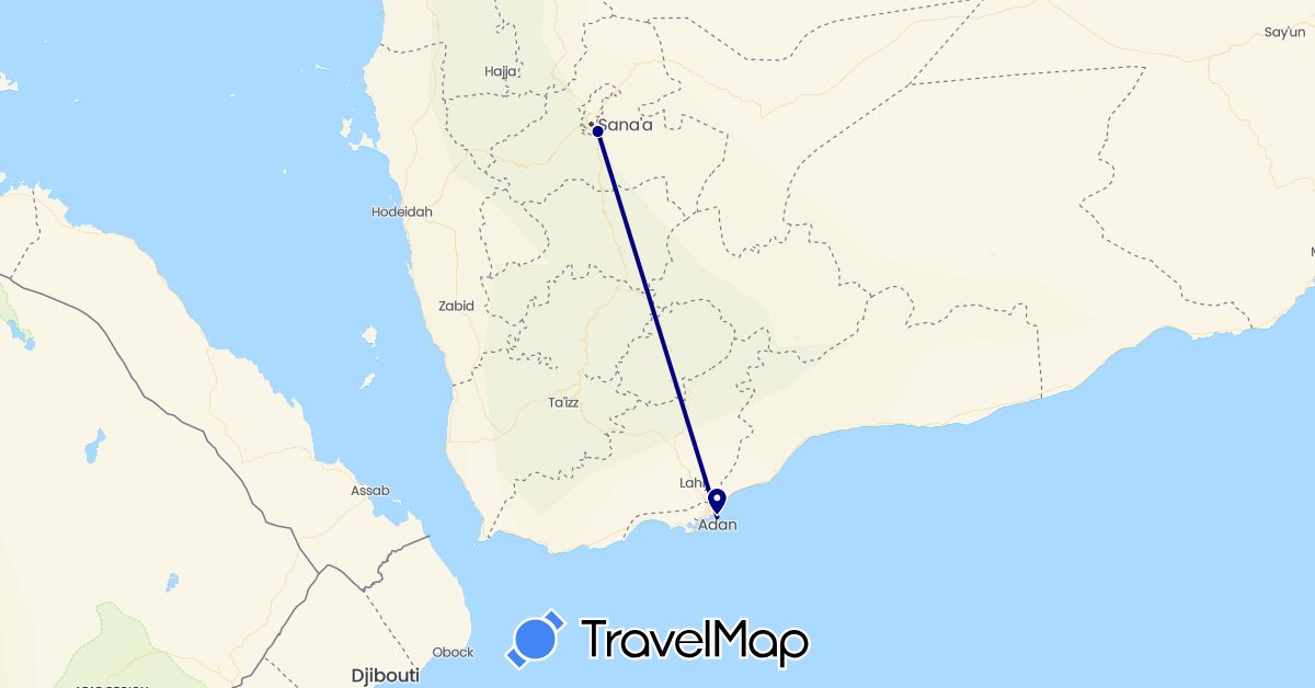 TravelMap itinerary: driving in Yemen (Asia)